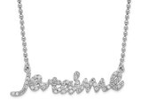 Sterling Silver Je Taime Necklace Pendant with Chain and Cubic Zirconias (16 inches)