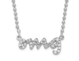 Sterling Silver OMG Necklace Pendant with Chain and Cubic Zirconias (18 inches)