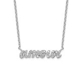 Sterling Silver AMOUR Necklace Pendant with Chain and Cubic Zirconias (16 inches)