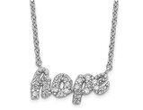 Sterling Silver HOPE Necklace Pendant with Chain and Cubic Zirconias (16 inches)