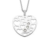Sterling Silver Heart Pendant Necklace with Chain and Cubic Zirconias