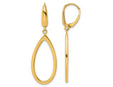 14K Yellow Gold Polished Open Teardrop Leverback Dangle Earrings