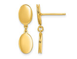 Yellow Plated Sterling Silver Oval Disc Dangle Earrings