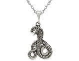 Antiqued Sterling Silver Snake Pendant Necklace with Chain