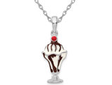 Sterling Silver Chocolate Sundae Pendant Necklace with Chain
