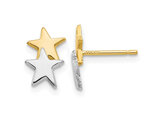 14K Yellow Gold Polished Two Star Post Earrings