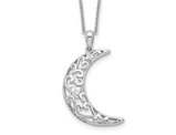 Love You To The Moon Charm Pendant Necklace in Sterling Silver with Chain