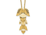 Gold Plated Sterling Silver Leaf Pendant Necklace with Chain (16 inches)