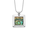 Sterling Silver Square Abalone Pendant Necklace with Chain (18 inches)