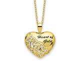 Sterling Silver Gold Plated Heart Pendant Necklace with Synthetic Cubic Zirconias and Chain