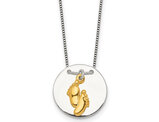 Sterling Silver FootPrint Feet Disc Pendant Necklace with Chain