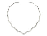 Sterling Silver Wavy V-Neck Collar Necklace (14 Inches) 
