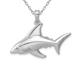Sterling Silver Shark Charm Pendant Necklace with Chain