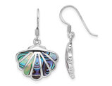 Sterling Silver Scallop Shell Abalone Dangle Earrings