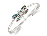 Sterling Silver Abalone Dragonfly Bangle Bracelet