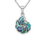 Sterling Silver Swirl Shell Abalone Pendant Necklace with Chain