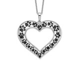 Sterling Silver Paw Print Heart Pendant Necklace with Chain