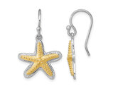 Yellow Plated Sterling Silver Starfish Dangle Earrings