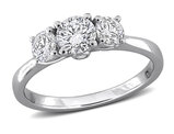 1.00 Carat (ctw VS1-VS2) Lab-Grown Diamond Three Stone Engagement Ring Sterling Silver