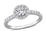 7/8 Carat (ctw VS1-VS2) Lab-Grown Diamond Halo Engagement Ring Sterling Silver