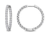 2.00 Carat (ctw) Lab Grown Diamond Hoop Earrings Sterling Silver