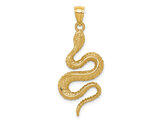 14K Yellow Gold Textured Snake Charm Pendant Necklace (NO CHAIN)