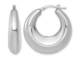 Sterling Silver Polished Graduated Puffed Hoop Earrings