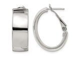 Sterling Silver Polished Omega Oval Hoop Earrings (10mm)
