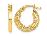 Greek Key Hoop Earrings in 14K Yellow Gold