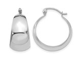 10K White Gold Graduating Polished Hoop Earrings