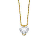 3.00 Carat (ctw VS,F) Lab-Grown Certified Diamond Solitaire Heart Necklace Pendant in 14K Yellow Gold with Chain