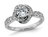 1.38 Carat (ctw VS, F) Certified Lab-Grown Swirl Halo Diamond Engagement Ring 14K White Gold