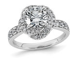 2.00 Carat (ctw VS, F) Certified Lab-Grown Swirl Halo Diamond Engagement Ring 14K White Gold