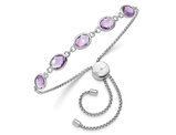 7.50 Carat (ctw) Amethyst Bolo Slip-On Bracelet in Sterling Silver