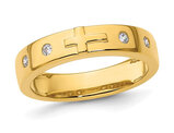 Mens 14K Yellow Gold 1/8 Carat (ctw) Diamond Cross Wedding Band