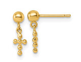 14K Polished Yellow Gold Cross Dangle Post Earrings