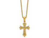 Yellow Plated Stainless Steel Cross Pendant Necklace with Chain (20 Inches)