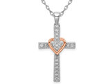 1/8 Carat (ctw SI,G) Lab-Grown Diamond Cross Heart Pendant Necklace 14K White Gold with Chain