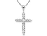 1/2 Carat (ctw) Lab-Grown Diamond Cross Pendant 14K White Gold with Chain