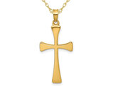 14K Yellow Gold Cross Polished Pendant Necklace with Chain 