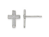 Small Sterling Silver Polished Glitter Infused Latin Cross Post Earrings