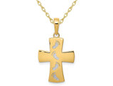 10K Yellow Gold Foot Print Cross Pendant Necklace with Chain