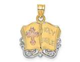 Open Holy Bible Charm Pendant Necklace in 14K Yellow Gold (NO CHAIN)