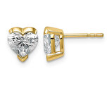 2.00 Carat (ctw VS, F) Certified Lab Grown Heart Diamond Solitaire Stud Earrings 14K Yellow Gold