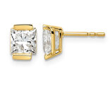 2.00 Carat (ctw VS, F) Certified Lab Grown Princess Diamond Solitaire Stud Earrings 14K Yellow Gold