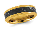Men's Stainless Steel Yellow Plated Carbon Fiber Inlay Band Ring (8mm)