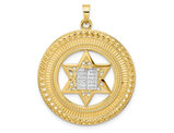 14K Yellow Gold Star of David Round Pendant (NO CHAIN)