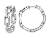 Sterling Silver Hinged Link Synthetic Cubic Zirconia Hoop Earrings