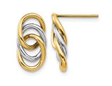 14K Gold White and Yellow Tri-Circle Post Earrings