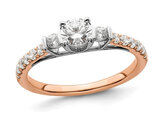 7/10 Carat (ctw SI,G+) Lab-Grown Diamond Petite Engagement Ring 10K Rose and White Gold (SIZE 7)